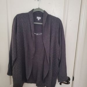 Avenue Cardigan Tank combo size 14W/16WHeather Grey knit, beaded neck-line